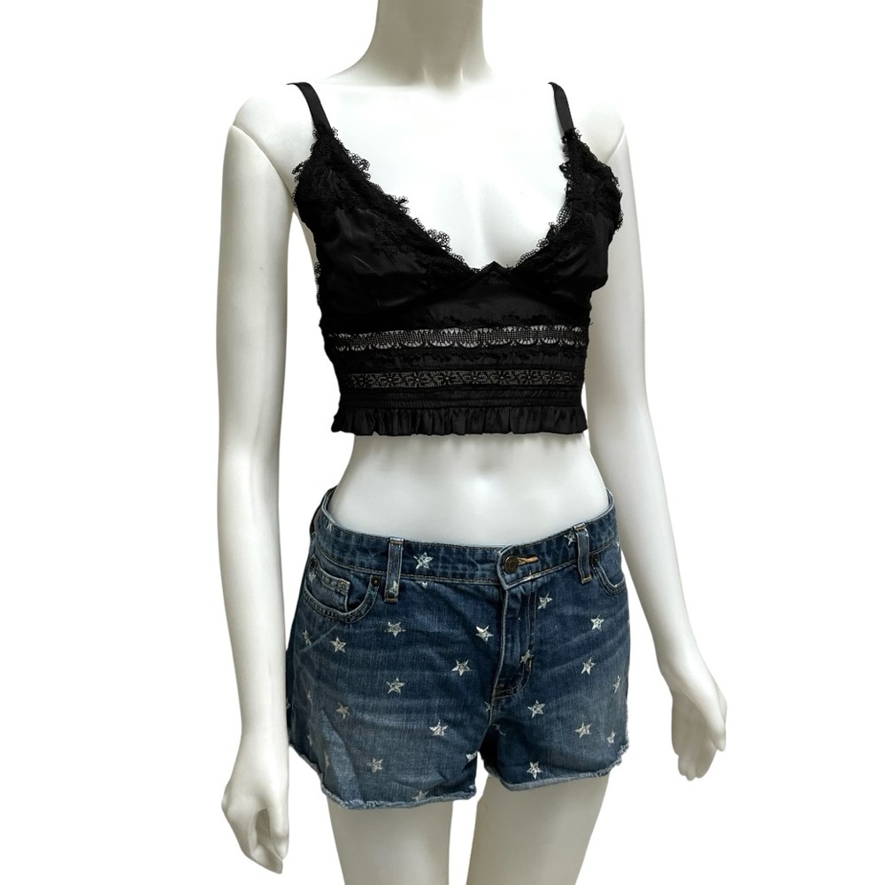 90's GAP Star Print Boyfriend Jean Shorts Faded Trushed Distressed Grunge Goth